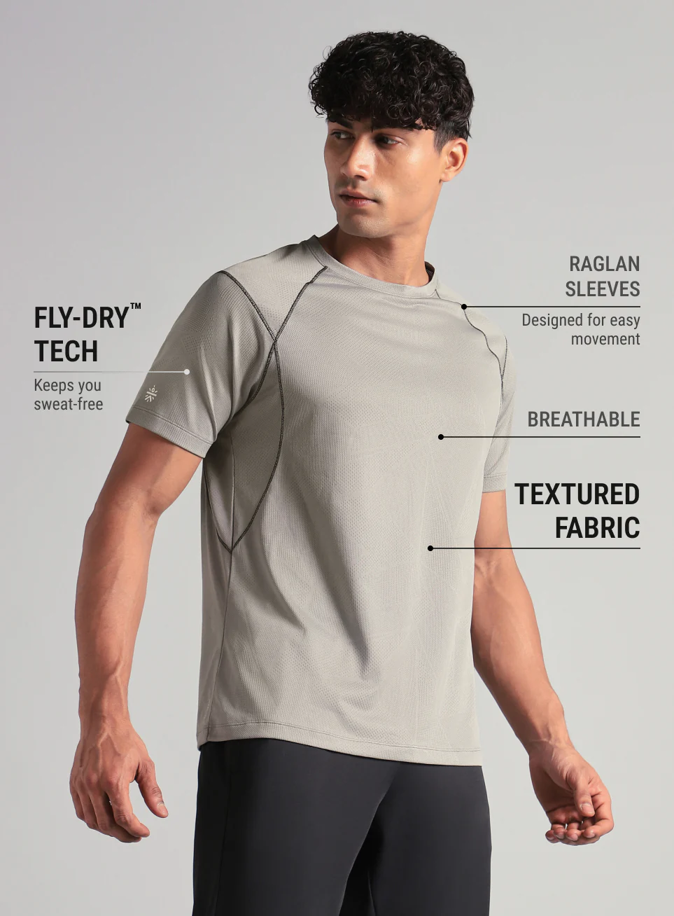 Men's Grey Power Training Sculpted T-shirt - Image 5