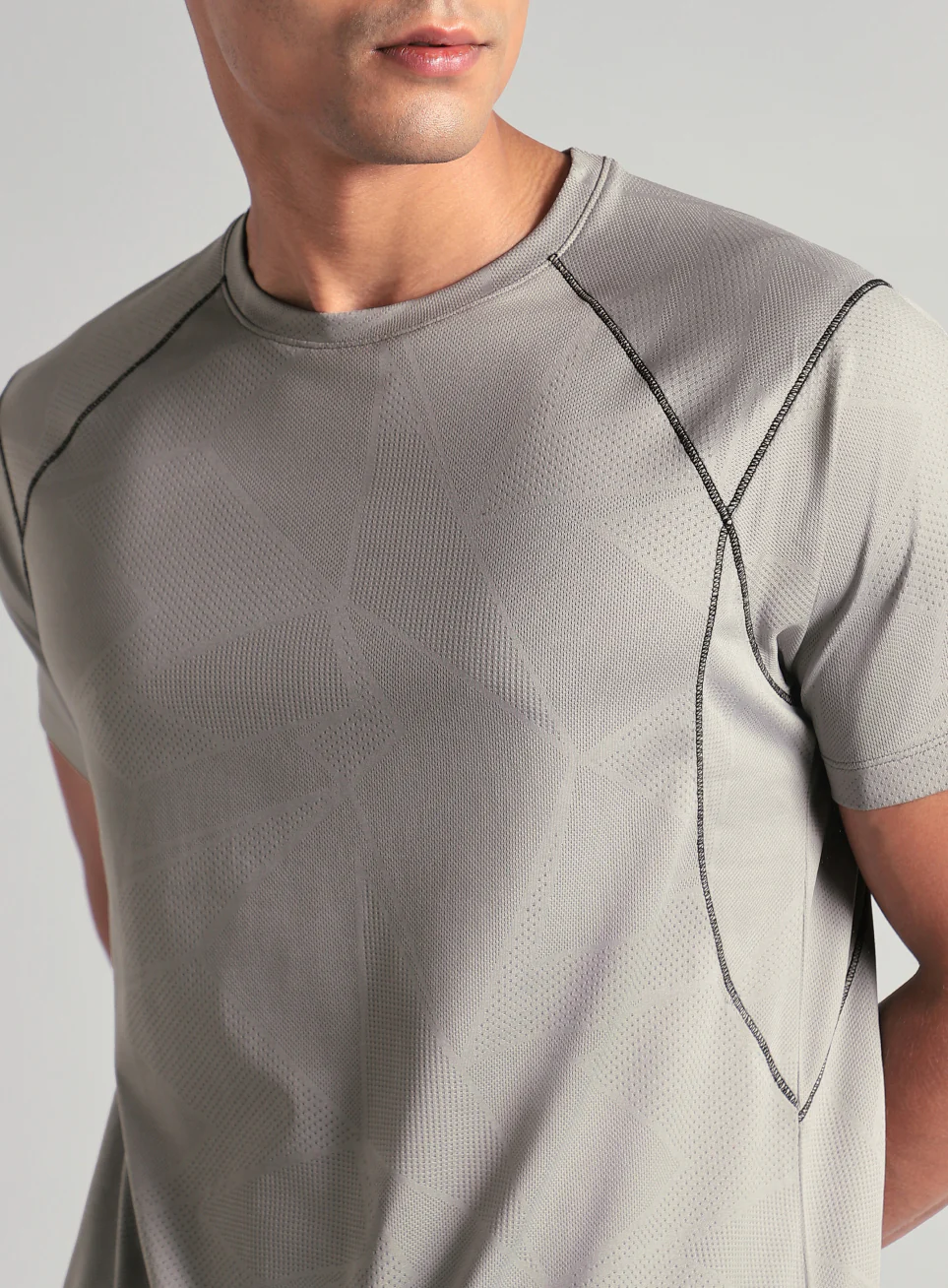 Men's Grey Power Training Sculpted T-shirt - Image 7