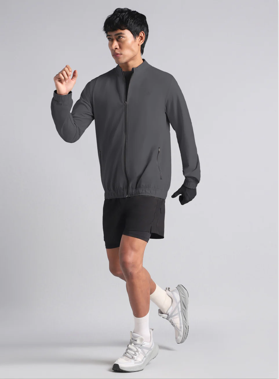 Men's Grey Run Impact Lightweight Jacket - Image 2