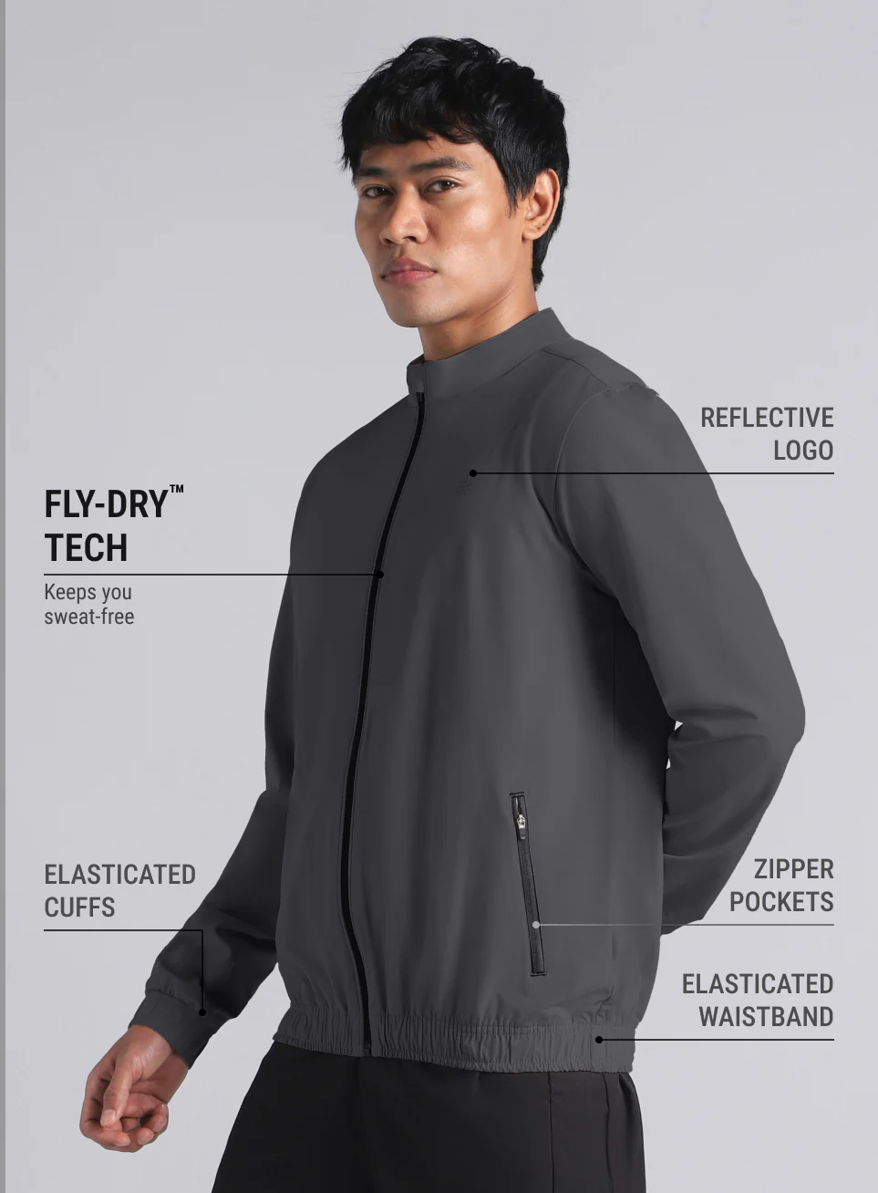 Men's Grey Run Impact Lightweight Jacket - Image 5
