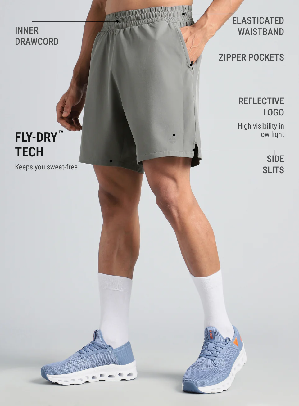Men's Grey Run Max Shorts - Image 5