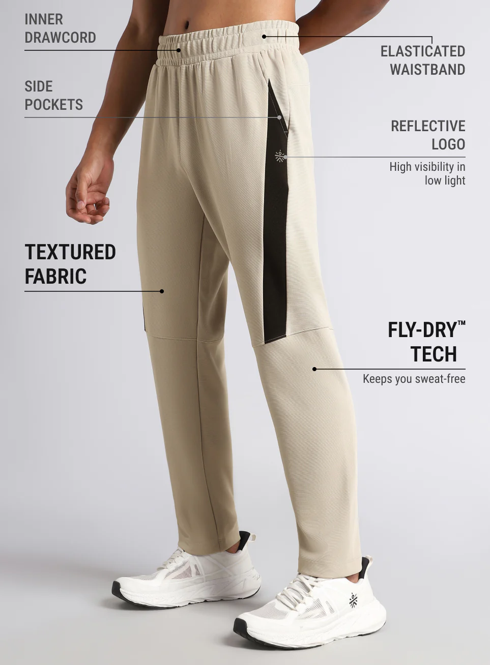 Men's Beige Runner Essential Trackpants - Image 5