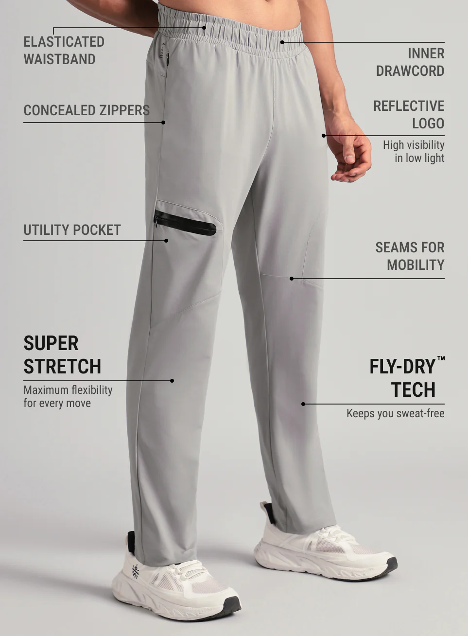 Men's Grey Runner's Flex Trackpants - Image 5