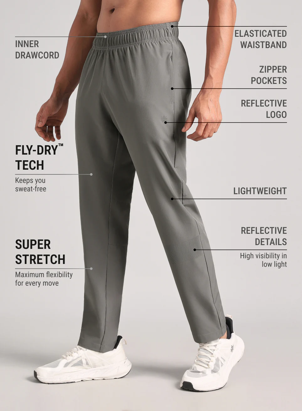 Men's Grey Speed Run Trackpants - Image 5