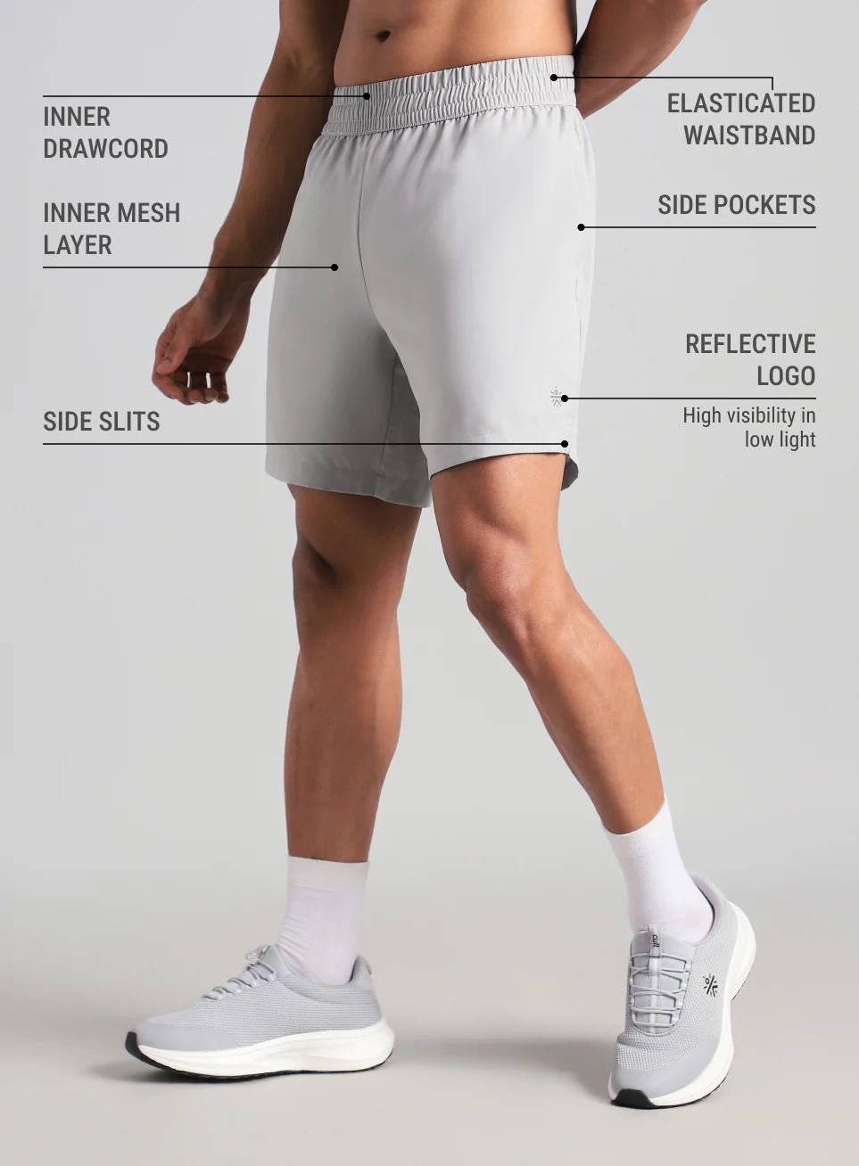 Men's Grey Swift Runner Shorts - Image 5