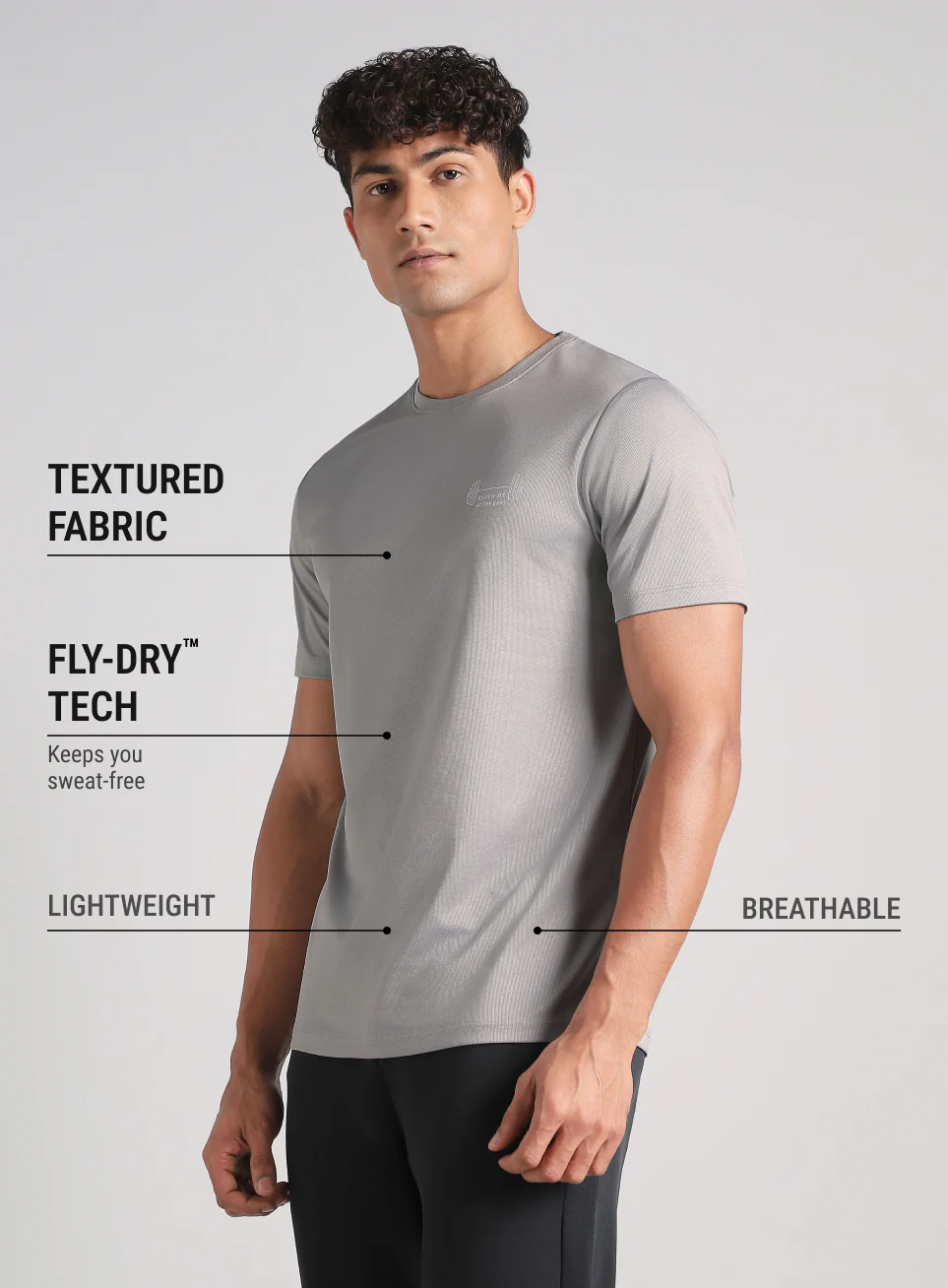 Men's Grey Training Graphic T-Shirt - Image 5