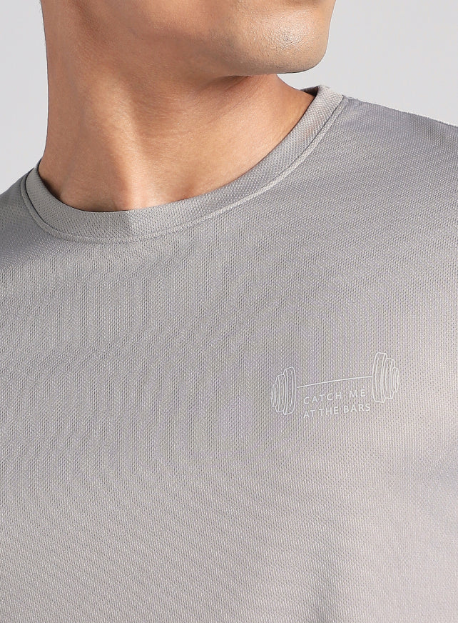 Men's Grey Training Graphic T-Shirt - Image 7