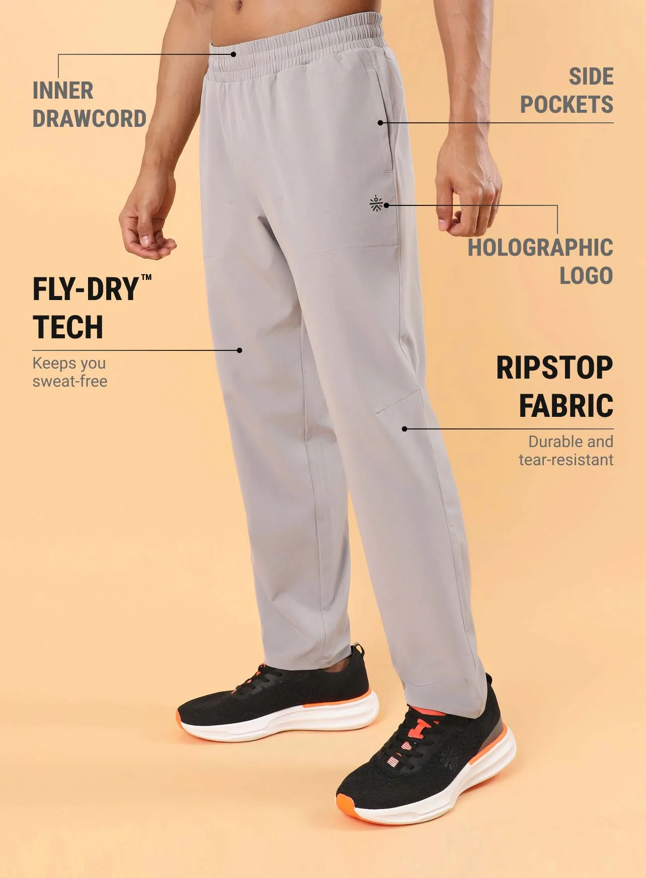 Men's Grey Training Sculpted Trackpants - Image 5
