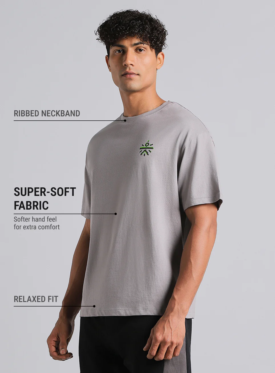 Men's Grey True Athletics Graphic Relaxed Fit T-shirt - Image 5