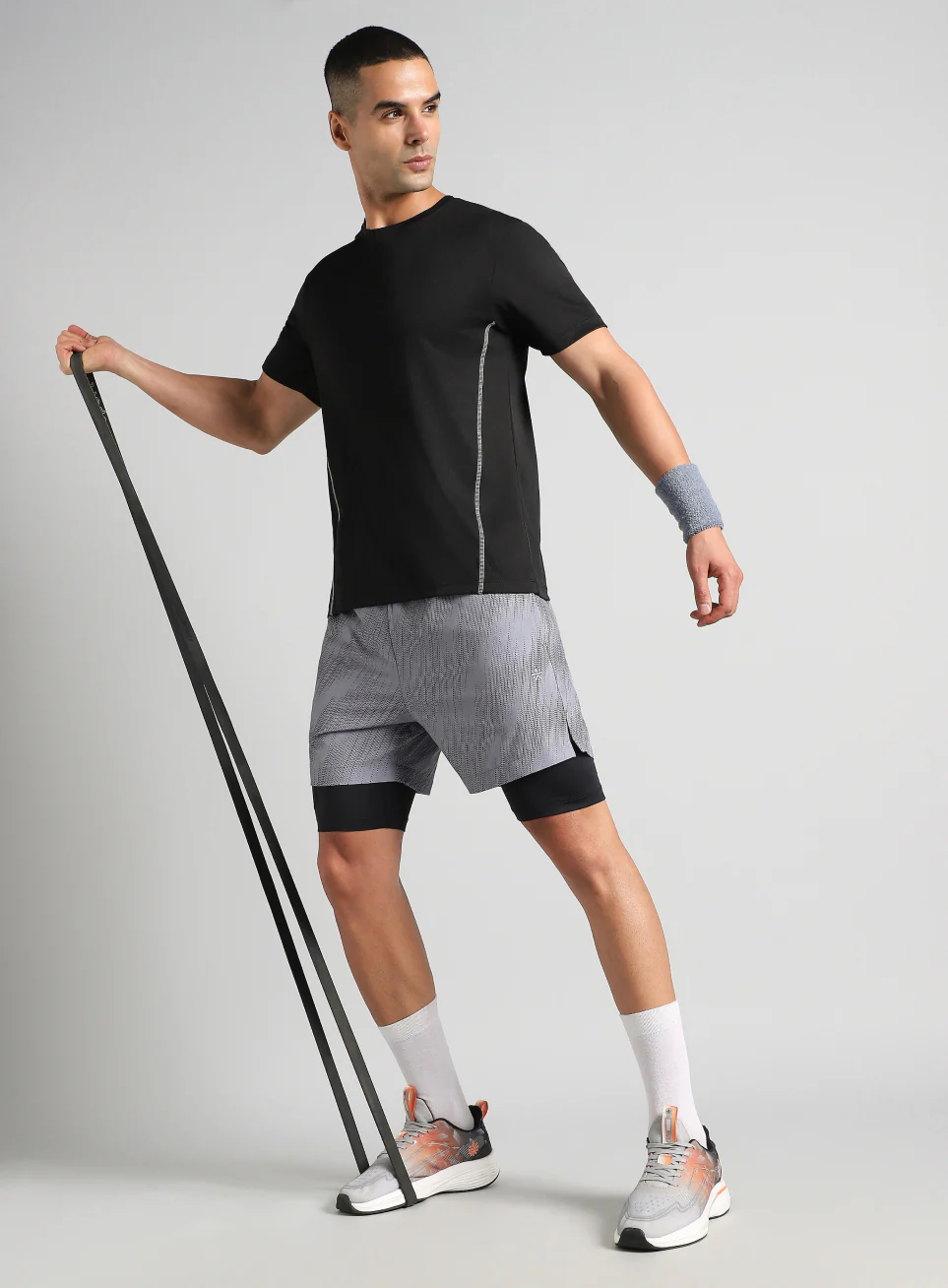 Men's Grey Urban Camo Inbuilt Tights Training Shorts - Image 3
