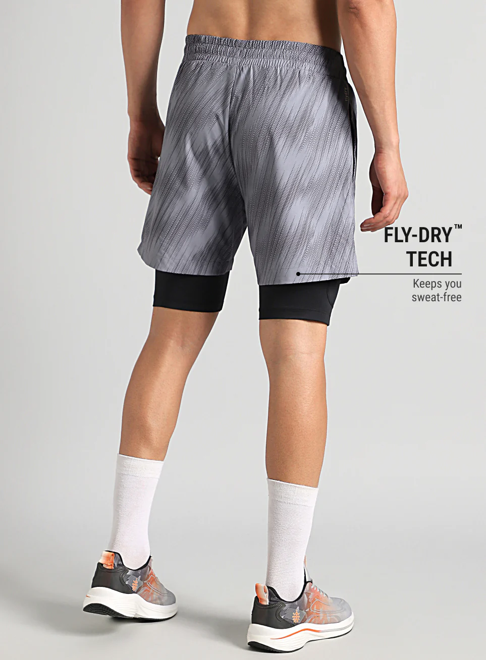 Men's Grey Urban Camo Inbuilt Tights Training Shorts - Image 6
