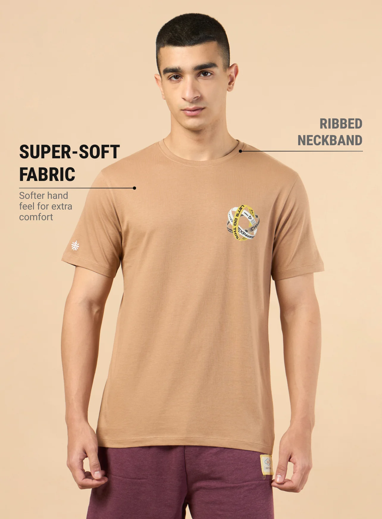 Men's Khaki Community Graphic T-shirt - Image 4