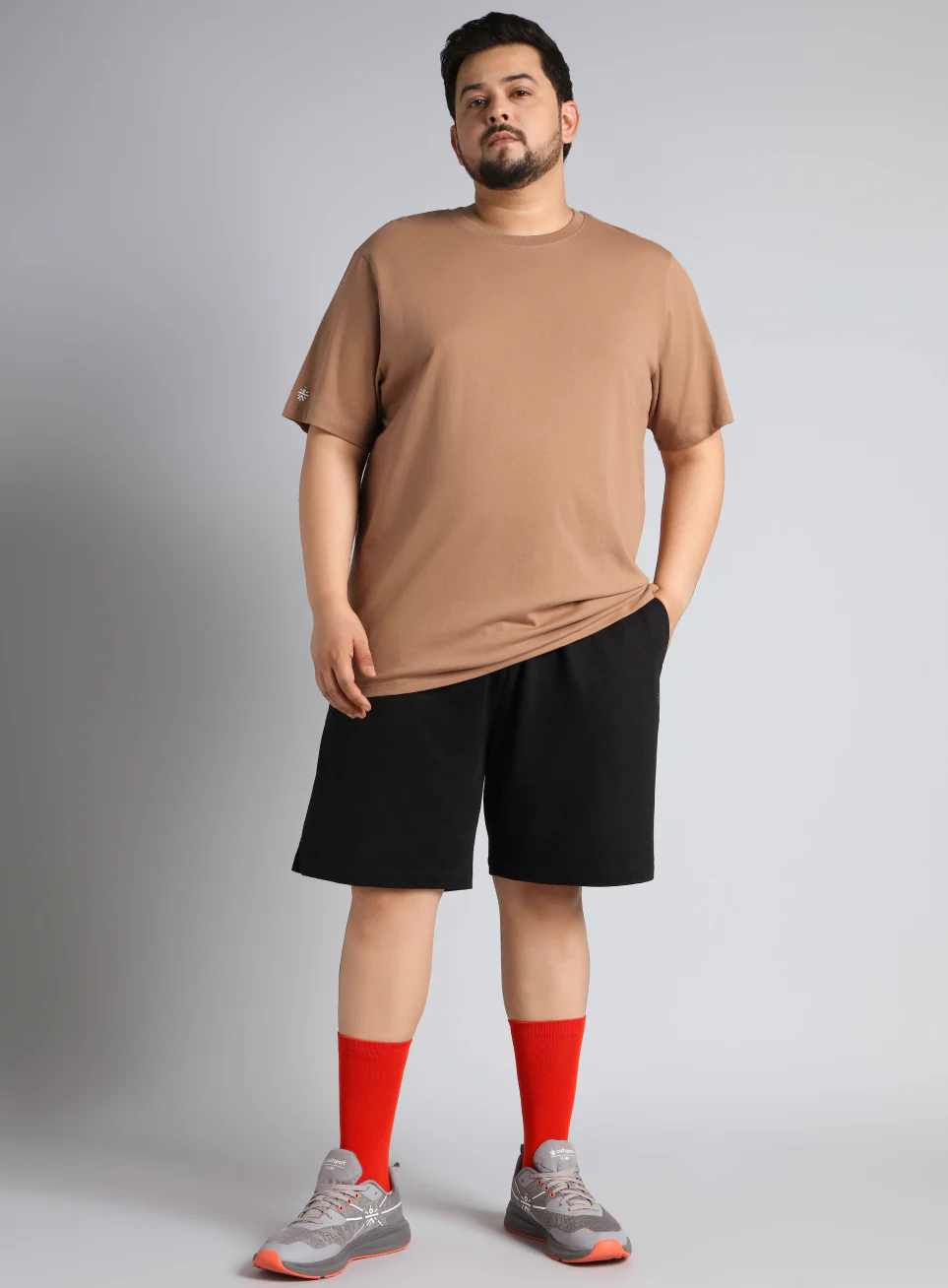 Men's Khaki Cotton Plus Size Everyday Regular Fit T-shirt - Image 2