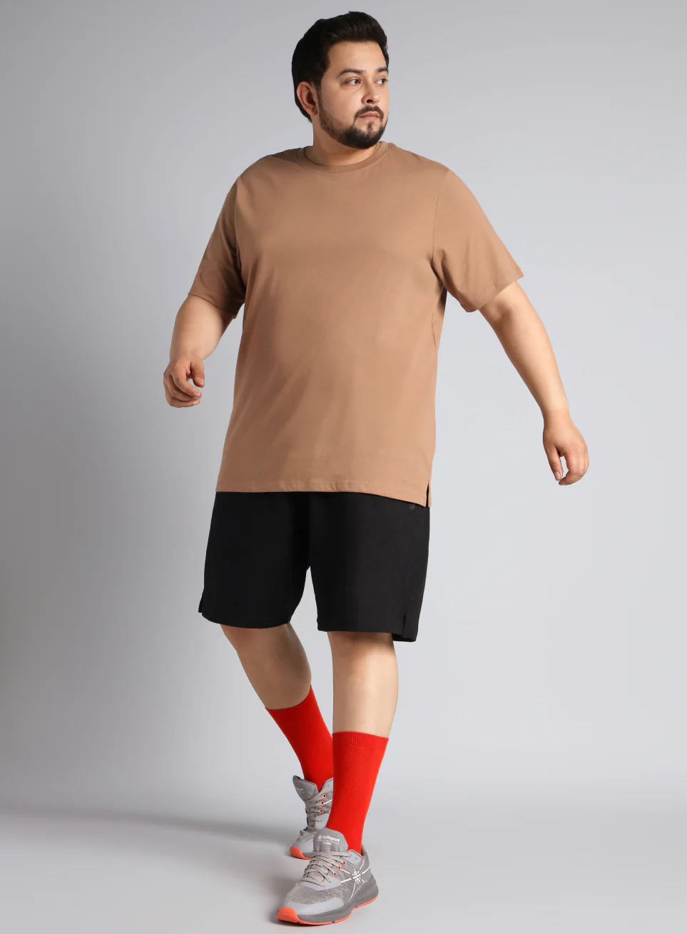 Men's Khaki Cotton Plus Size Everyday Regular Fit T-shirt - Image 3