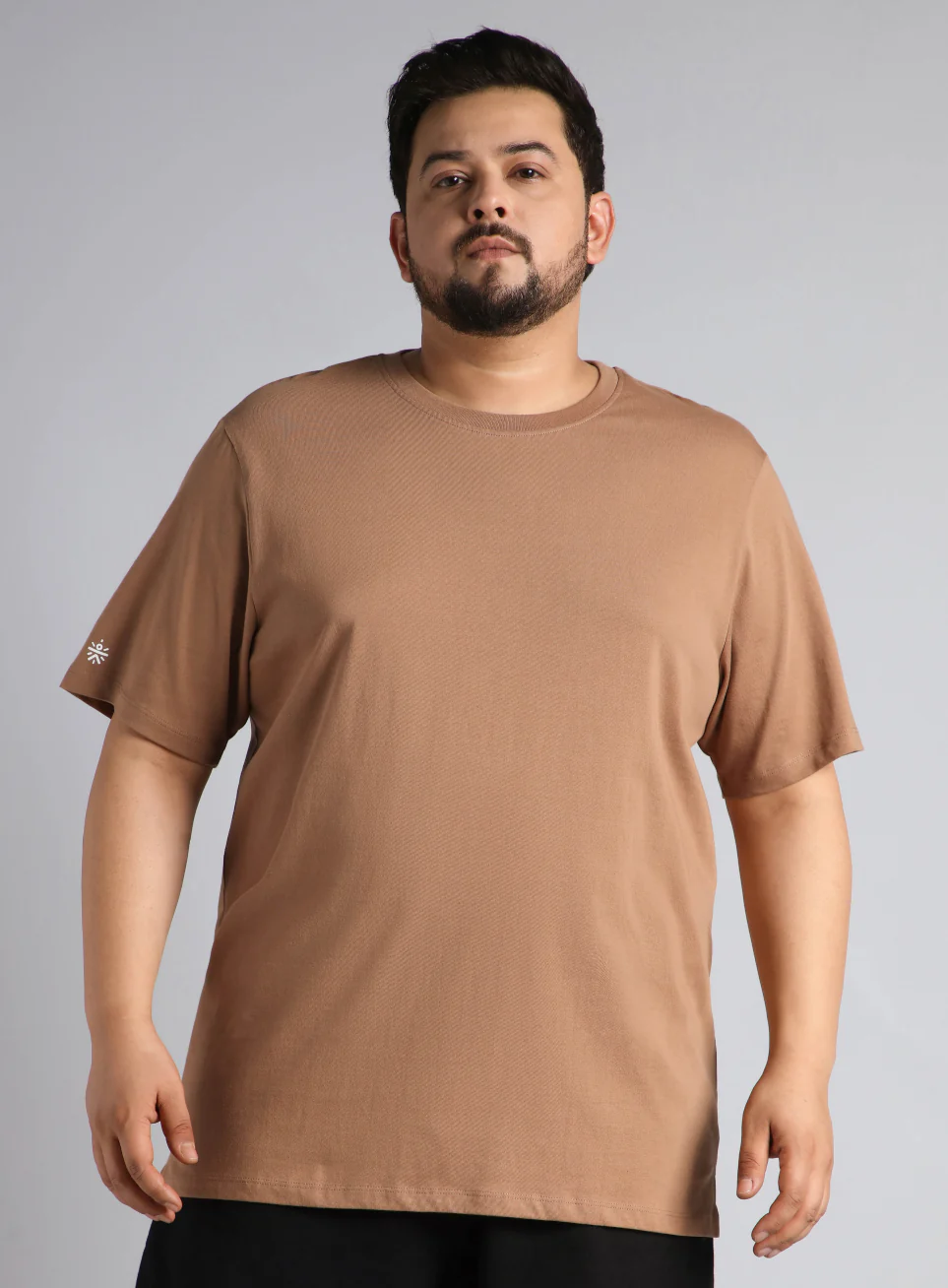 Men's Khaki Cotton Plus Size Everyday Regular Fit T-shirt - Image 4
