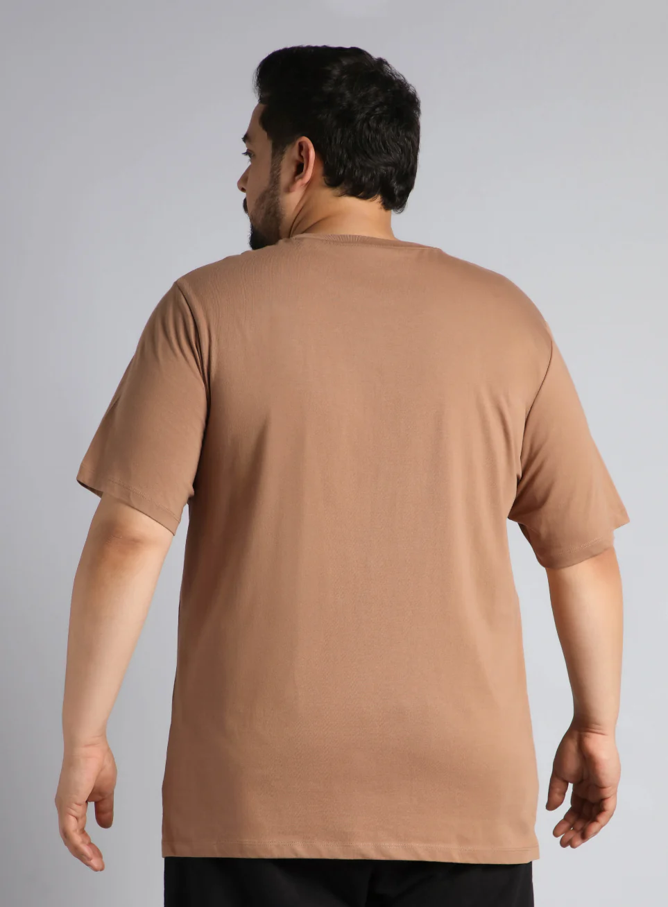 Men's Khaki Cotton Plus Size Everyday Regular Fit T-shirt - Image 6