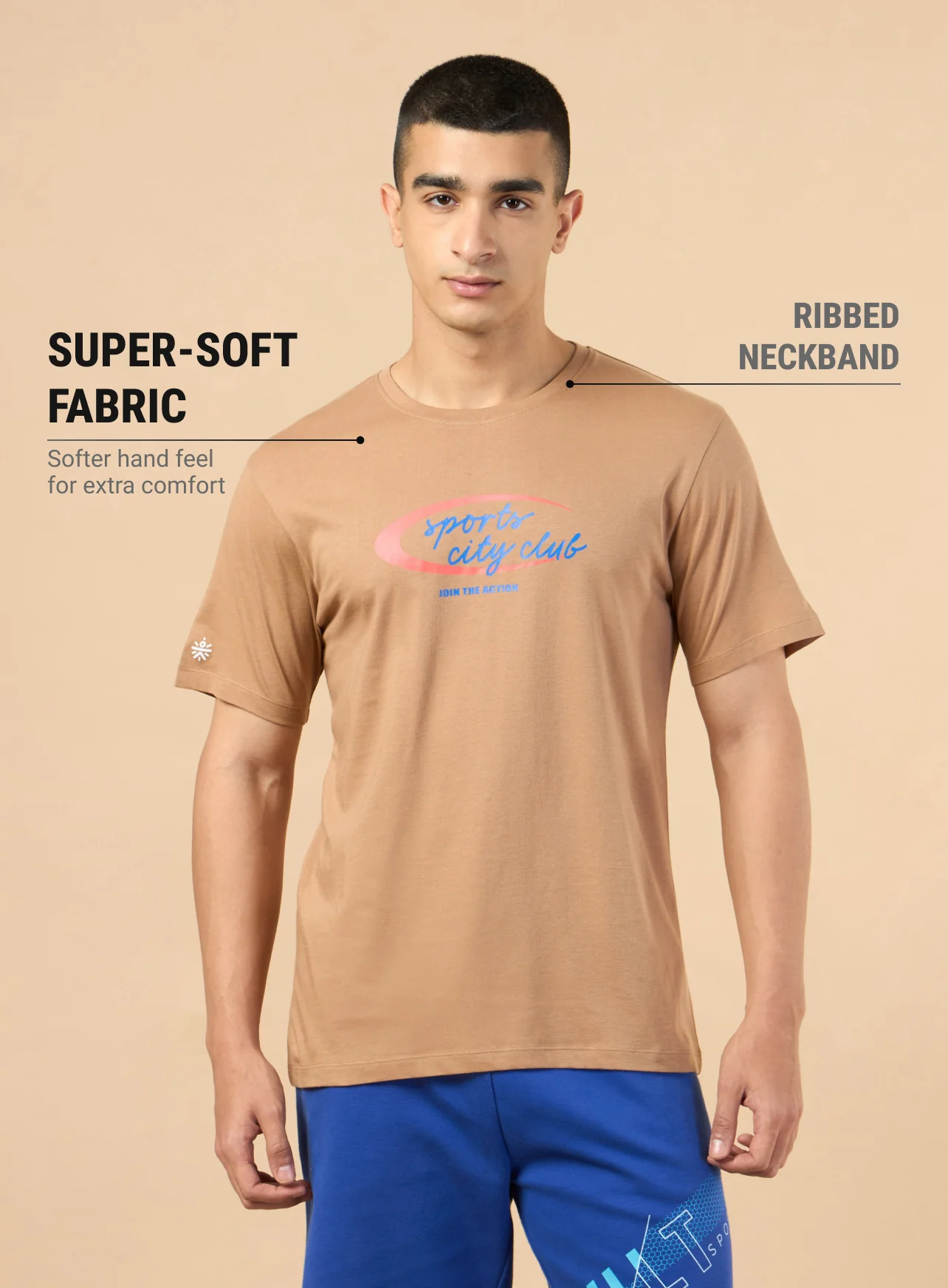 Men's Khaki Sports City Club Graphic T-shirt - Image 4