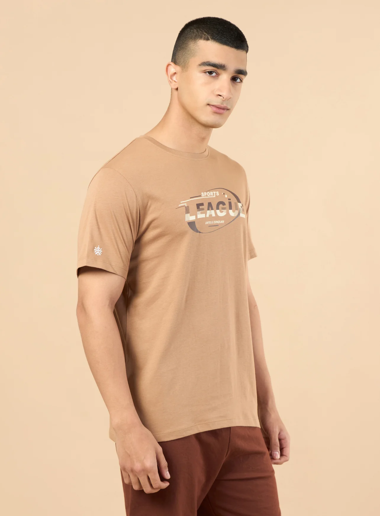 Men's Khaki Sports League Graphic T-shirt - Image 5