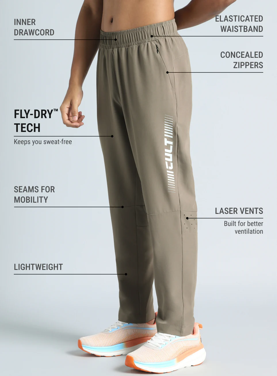 Men's Khaki Train All Format Training Trackpant - Image 5