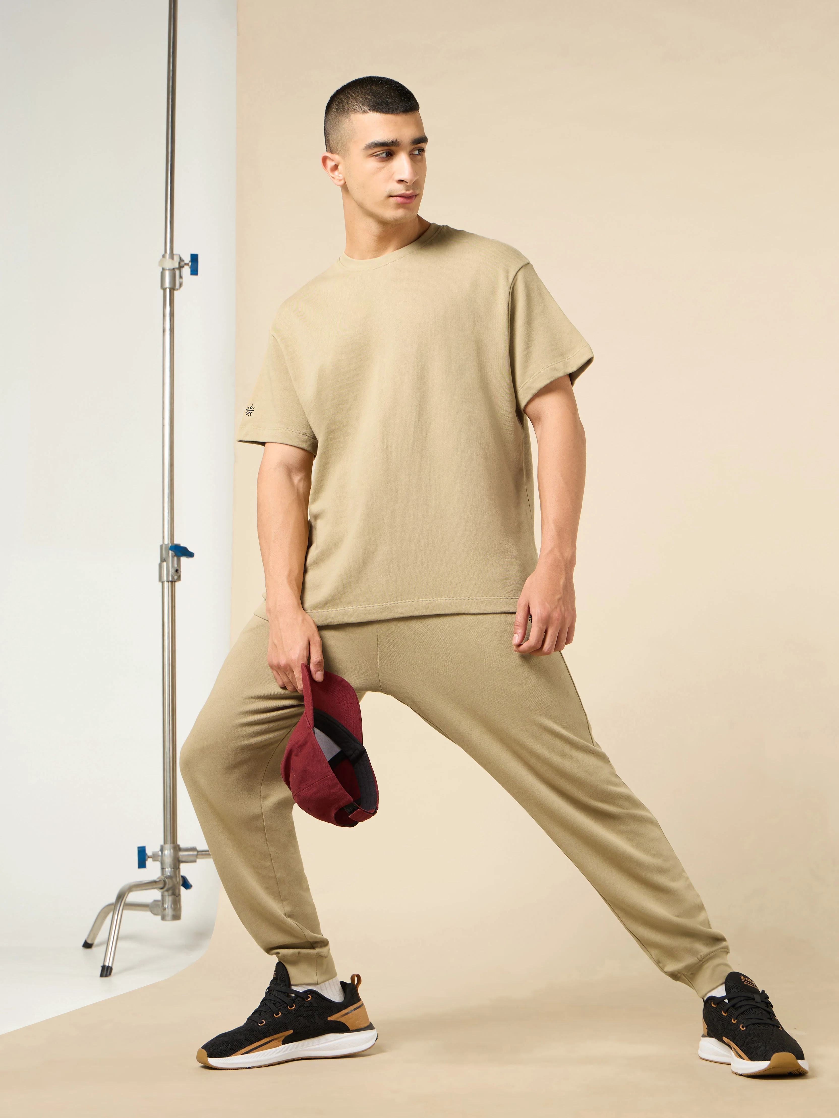 Men's Lifestyle Cotton Khaki Co-ord Set - Image 3