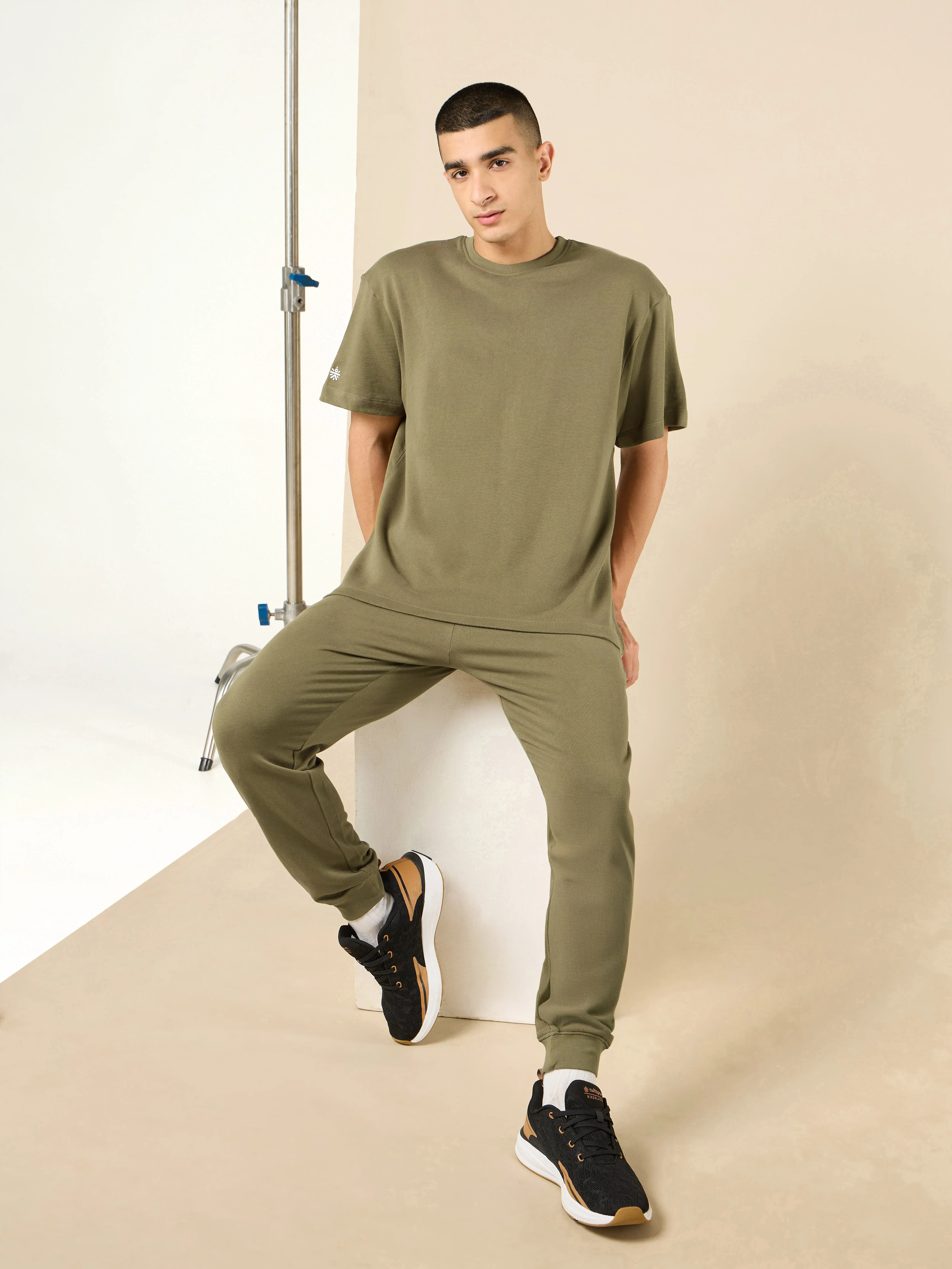 Men's Lifestyle Cotton Olive Co-ord Set - Image 2