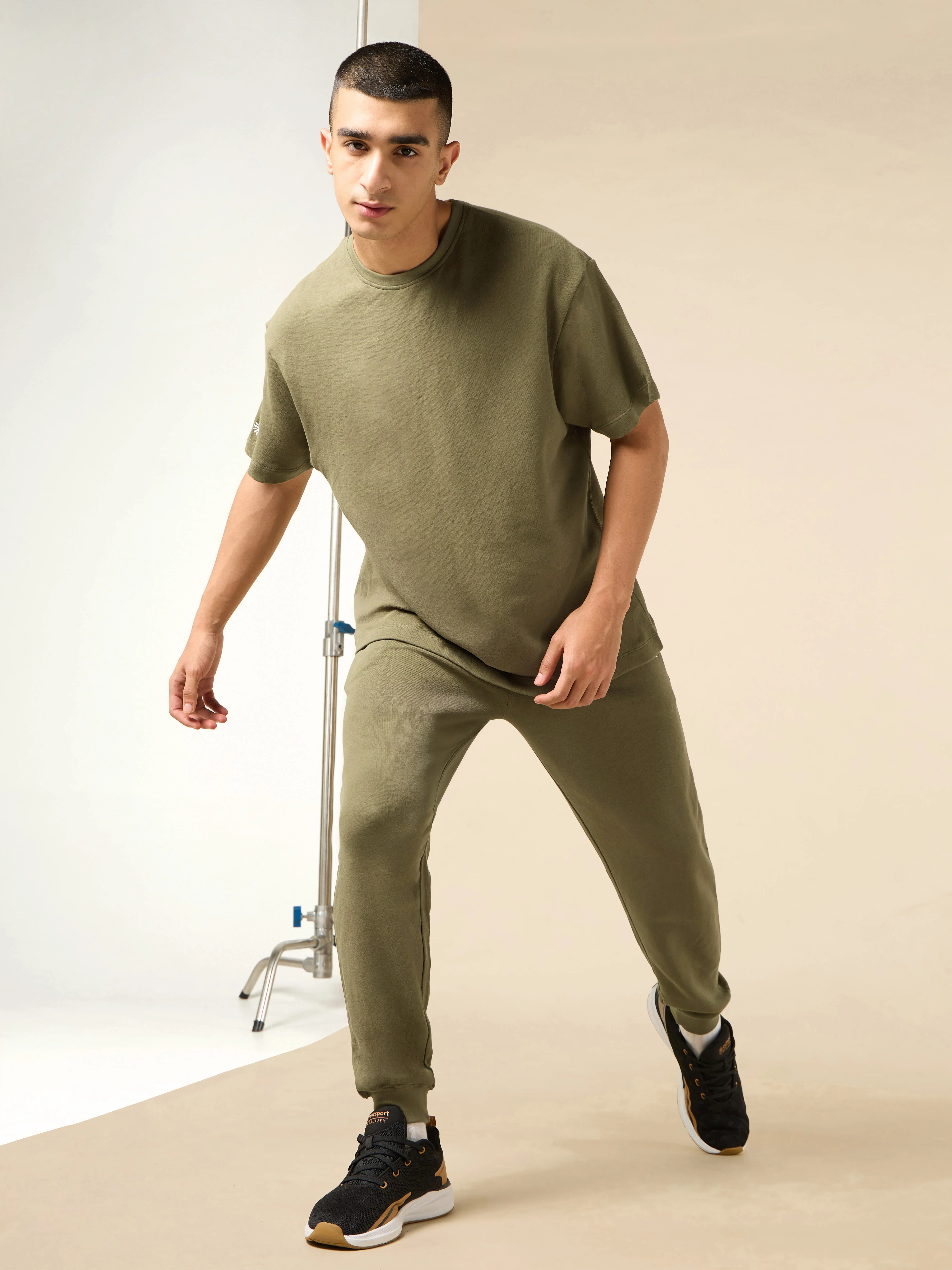 Men's Lifestyle Cotton Olive Co-ord Set - Image 3