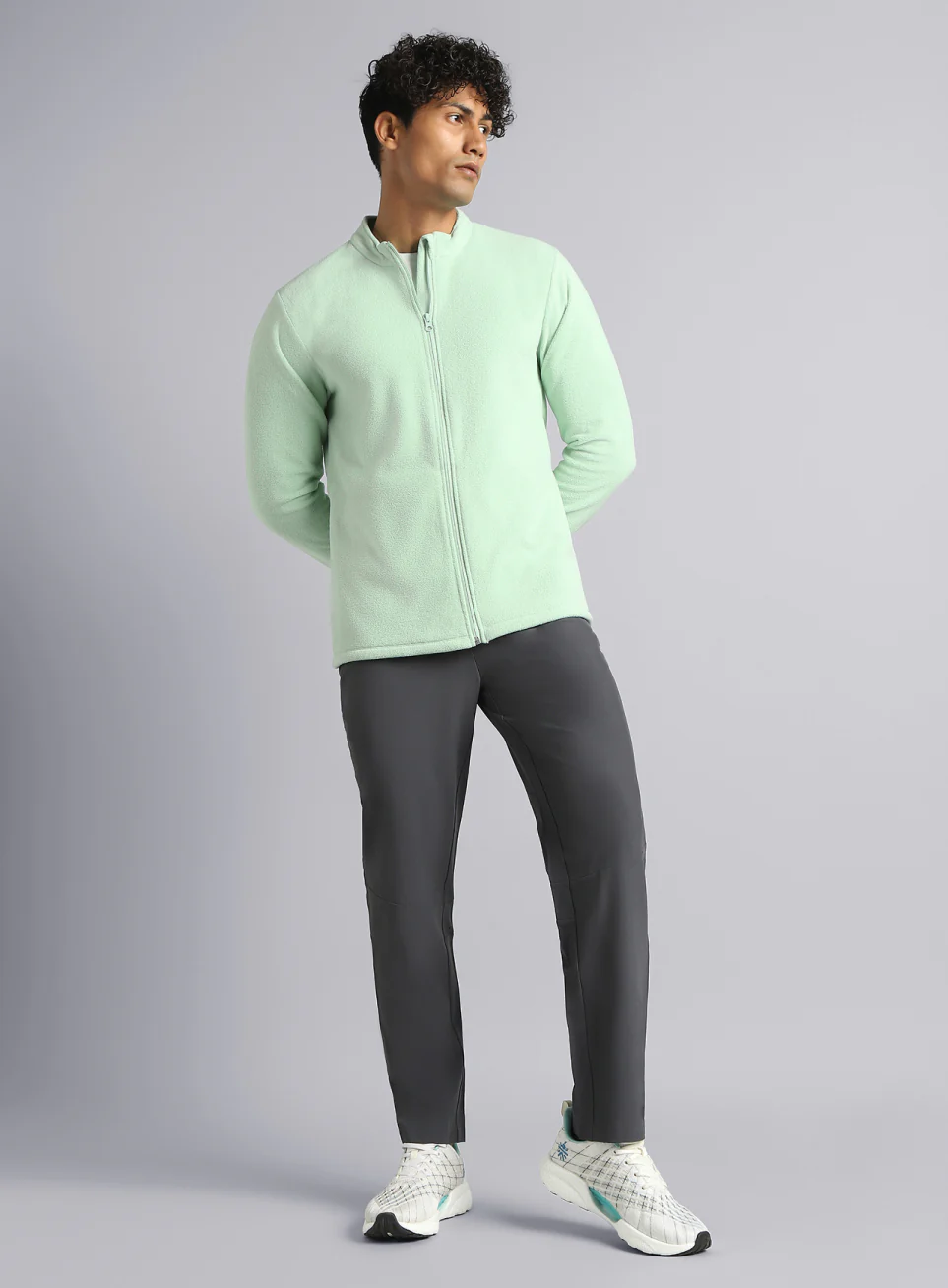 Men's Light Green Performance Pro Training Fleece Jacket - Image 2