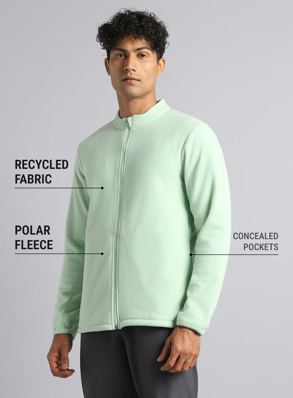 Men's Light Green Performance Pro Training Fleece Jacket - Image 5