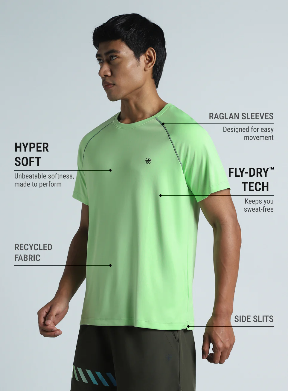 Men's Lime All Day Active Recycled Poly Performance T-shirt - Image 5
