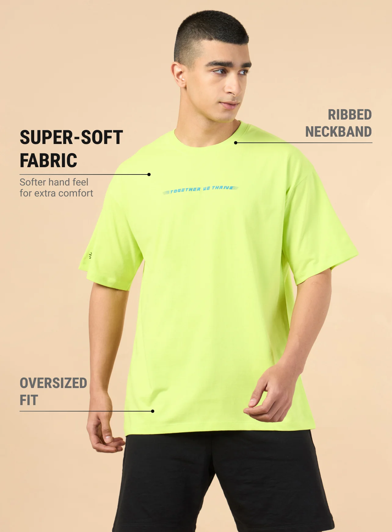 Men's Lime Community Graphic Oversized fit T-shirt - Image 5