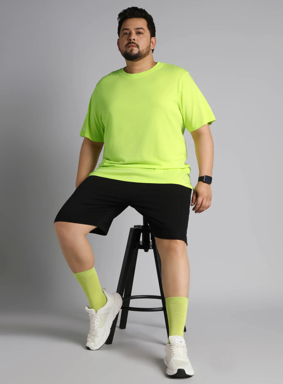 Men's Lime Cotton Plus Size Everyday Regular Fit T-shirt - Image 3