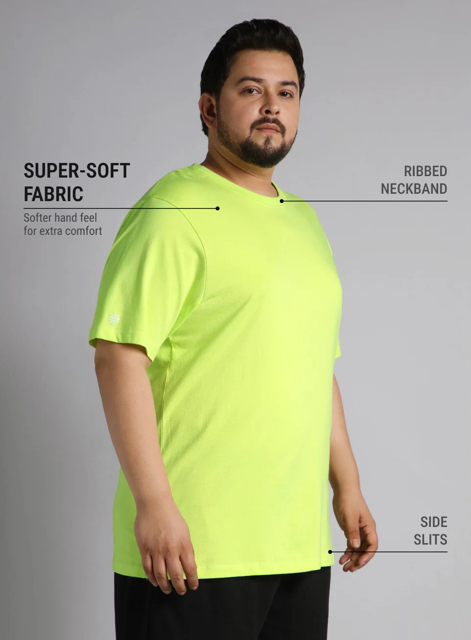 Men's Lime Cotton Plus Size Everyday Regular Fit T-shirt - Image 5