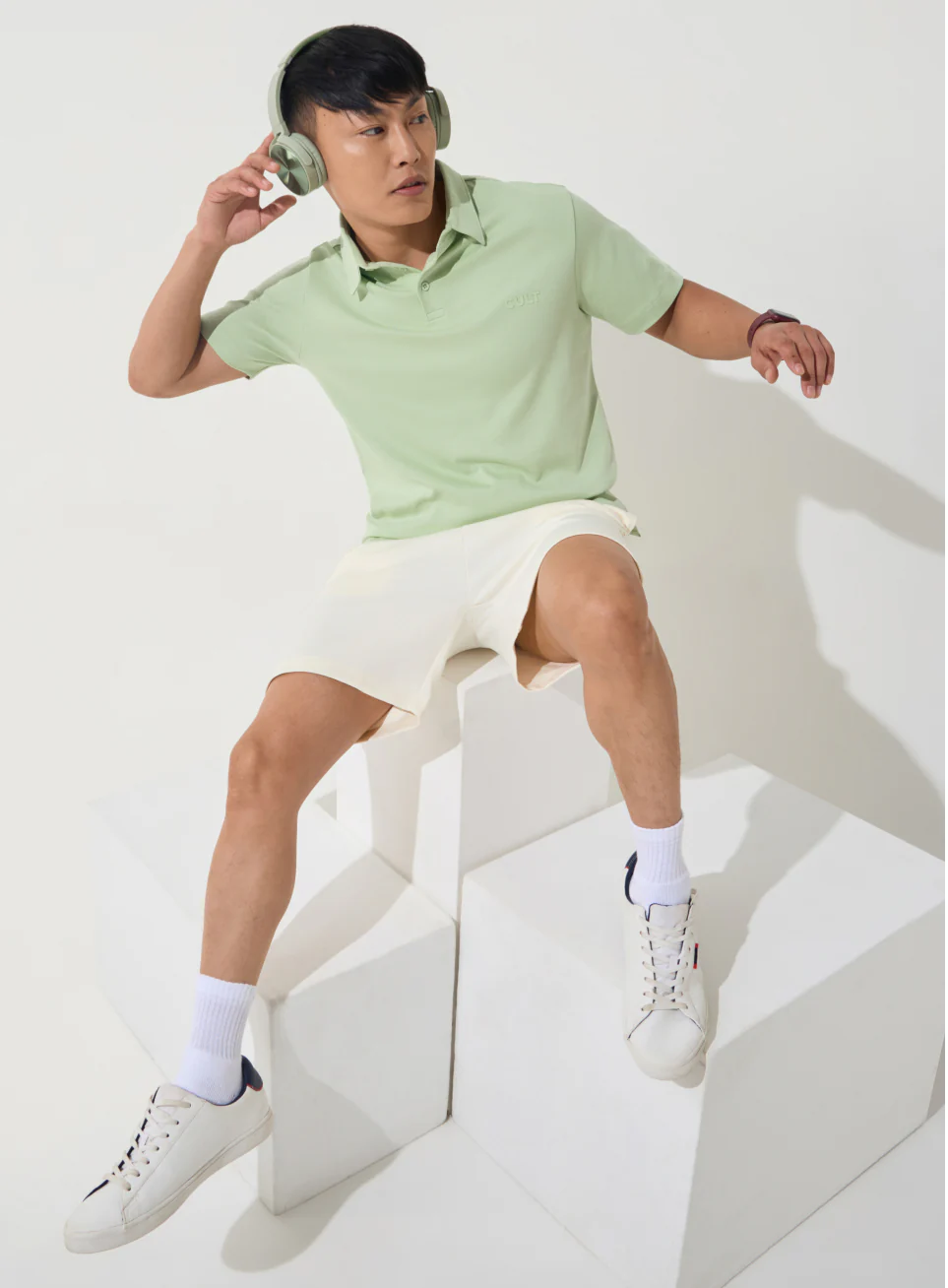 Men's Lime Everyday Luxe Cotton Polo T-shirt - Image 2