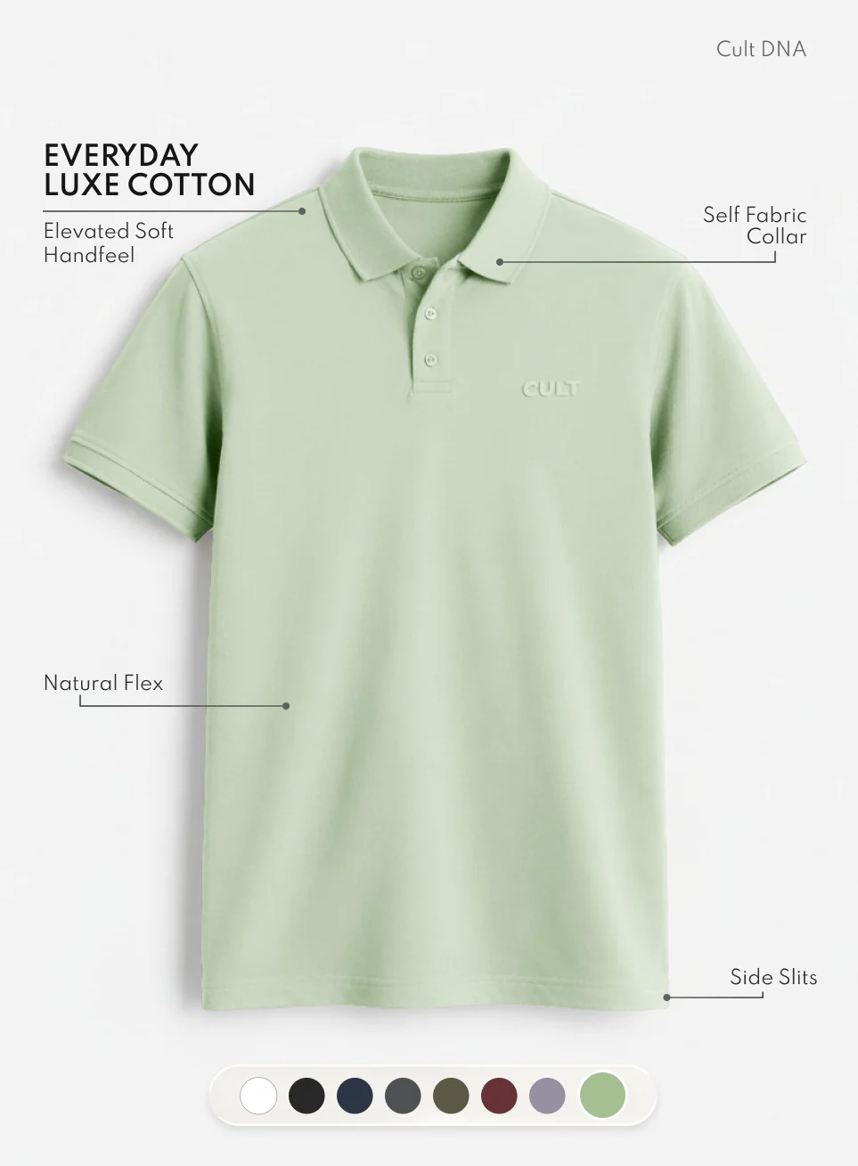 Men's Lime Everyday Luxe Cotton Polo T-shirt - Image 4