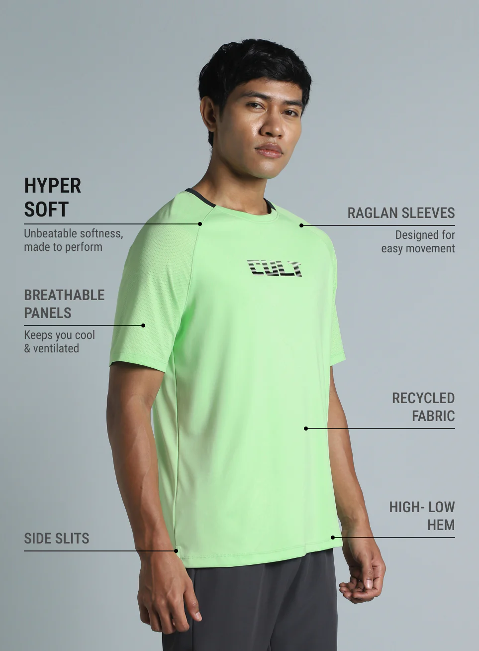 Men's Lime HIIT Recycled Poly Performance T-shirt - Image 5