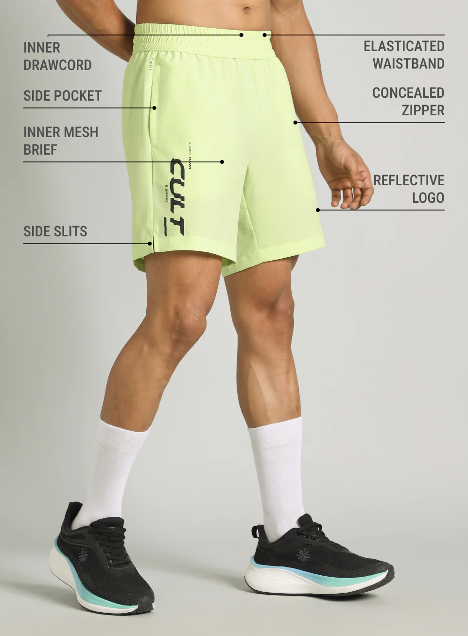 Men's Lime Motion Graphic Running Shorts - Image 5