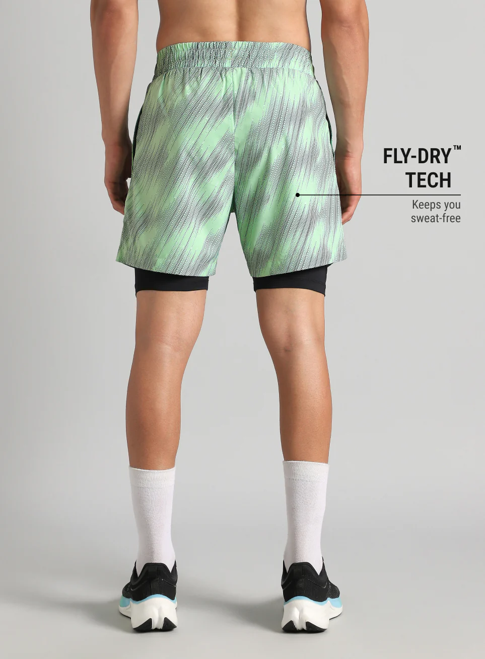 Men's Lime Urban Camo Inbuilt Tights Training Shorts - Image 6