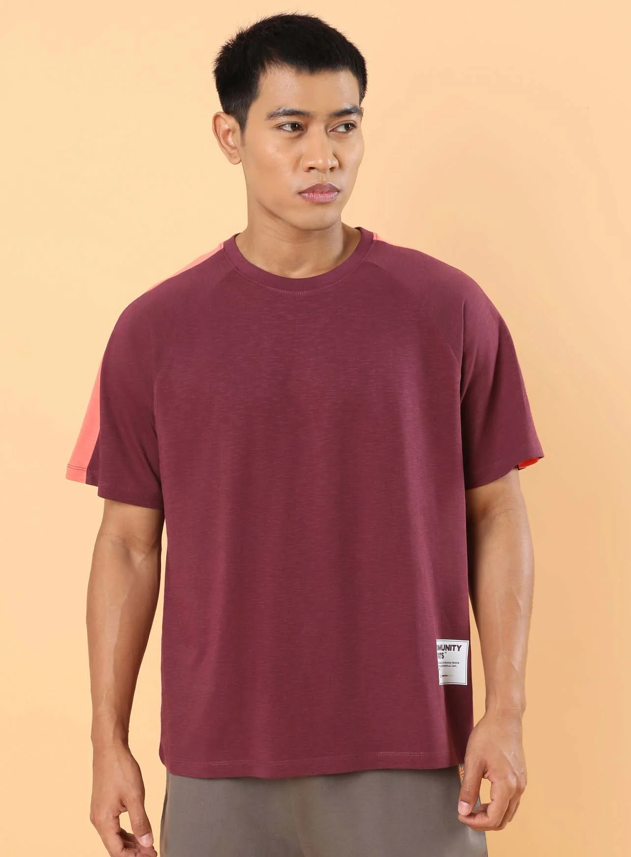 Men's Maroon Community Sports Relaxed fit T-shirt - Image 4
