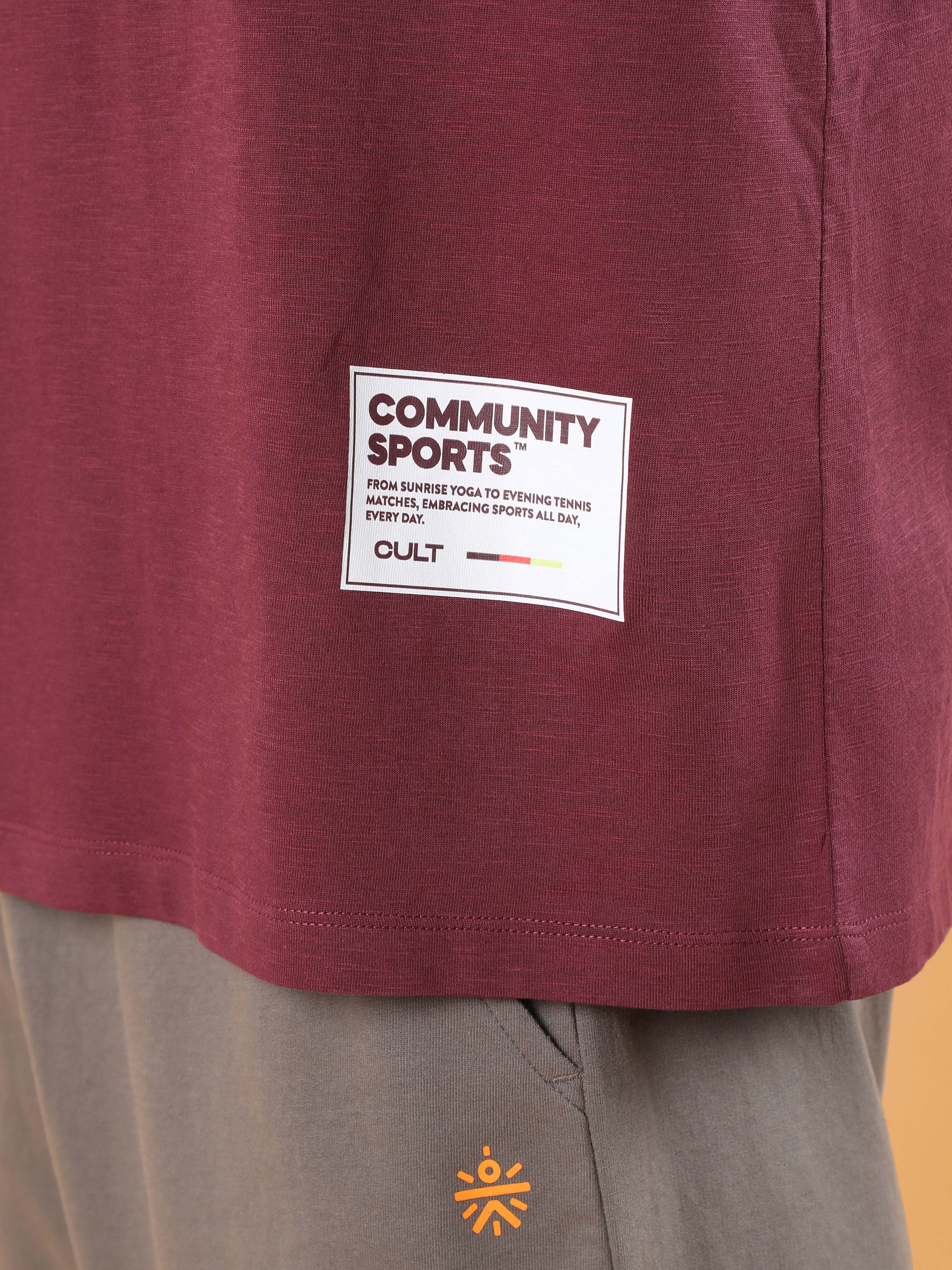 Men's Maroon Community Sports Relaxed fit T-shirt - Image 8