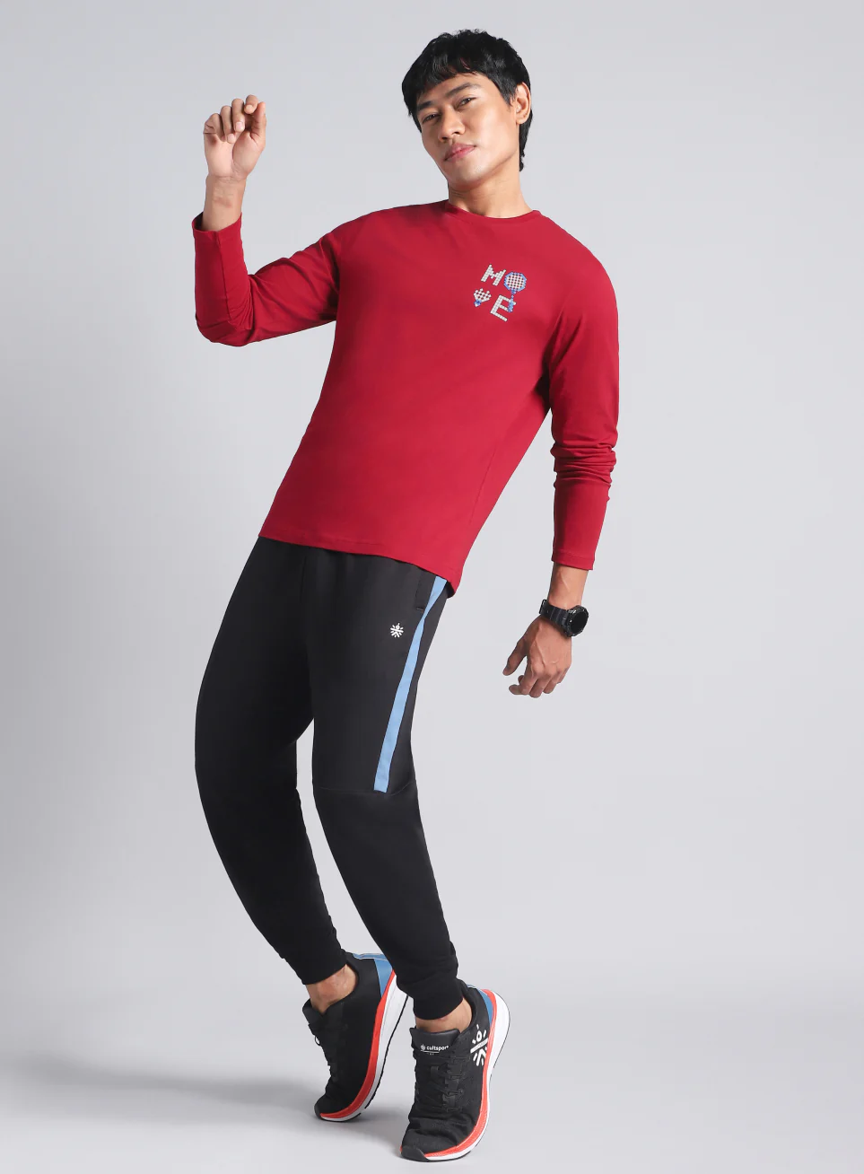 Men's Maroon Courtside Print Full Sleeve T-shirt - Image 2