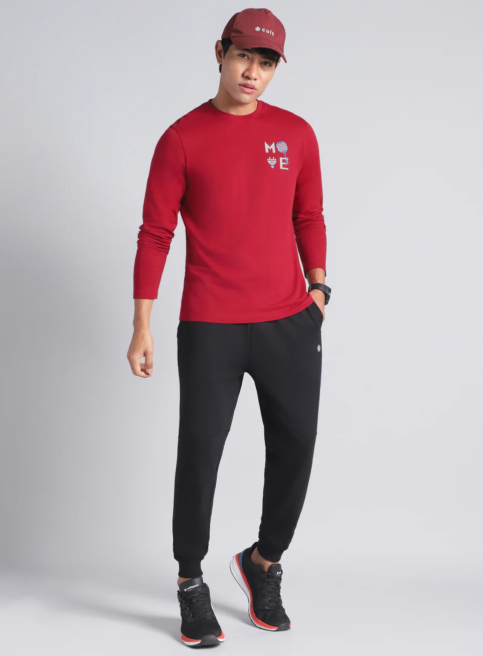 Men's Maroon Courtside Print Full Sleeve T-shirt - Image 3