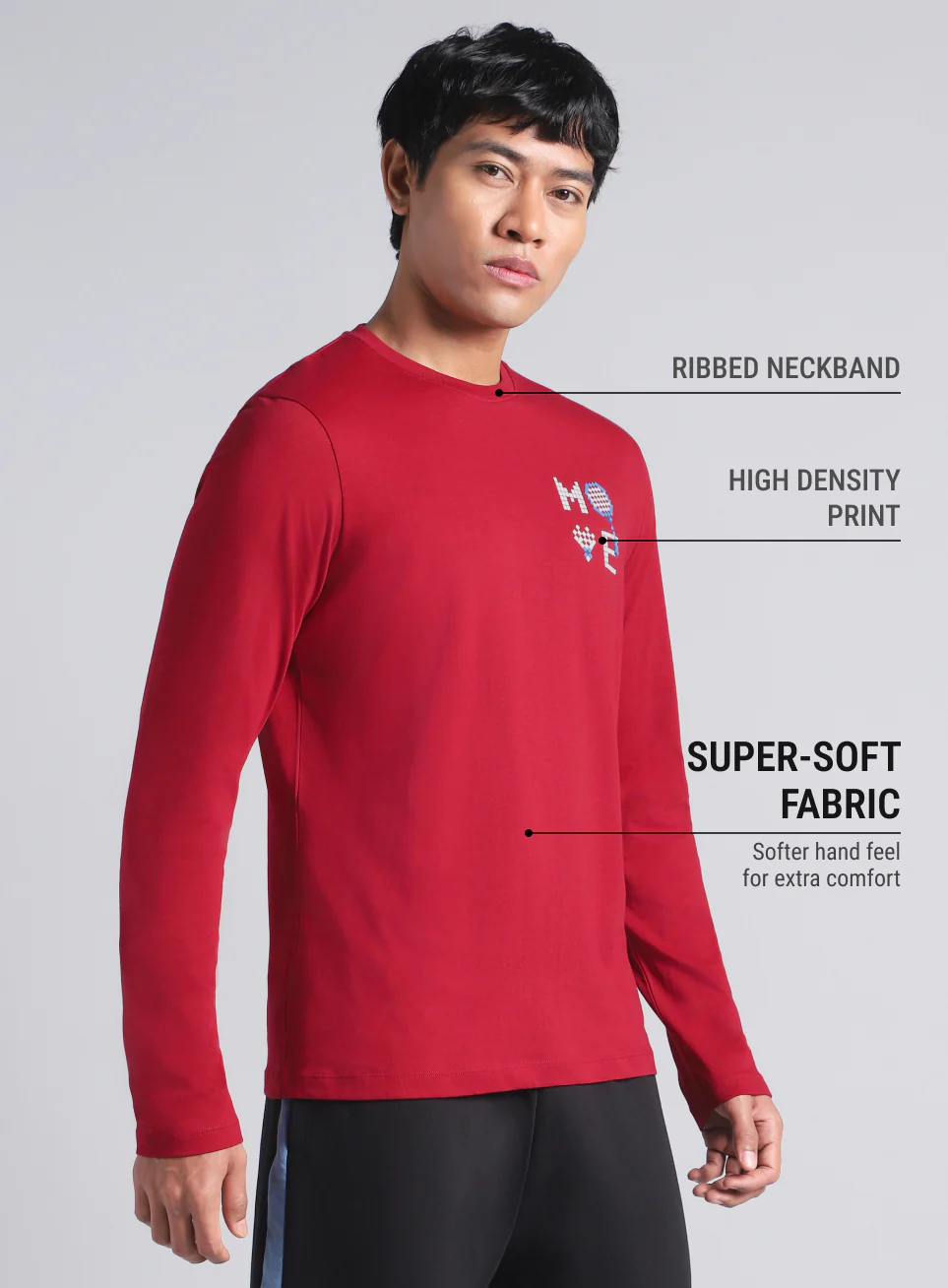 Men's Maroon Courtside Print Full Sleeve T-shirt - Image 5