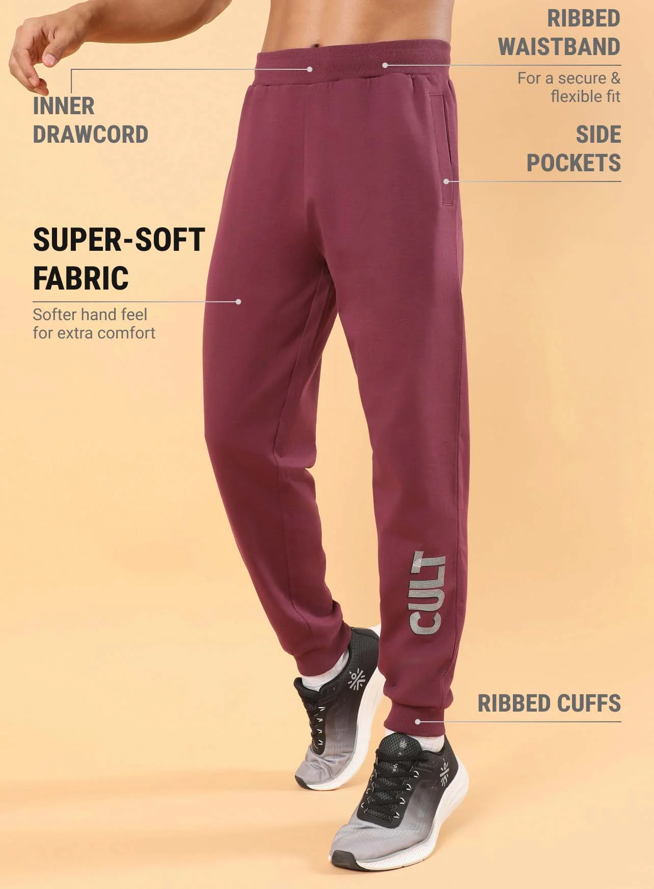 Men's Maroon Cult Brand Carrier Joggers - Image 5