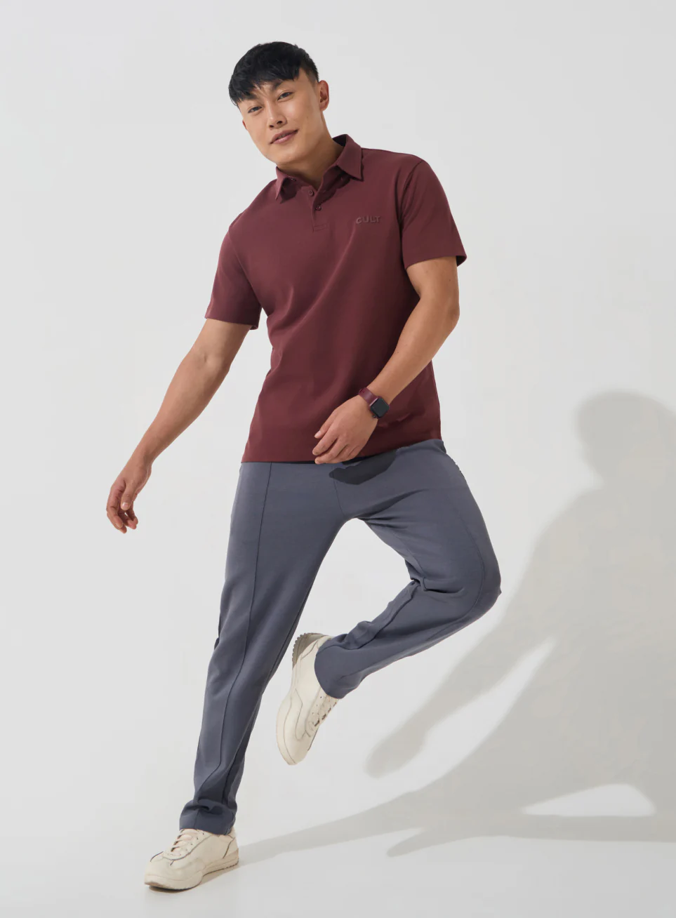 Men's Maroon Everyday Luxe Cotton Polo T-shirt - Image 2