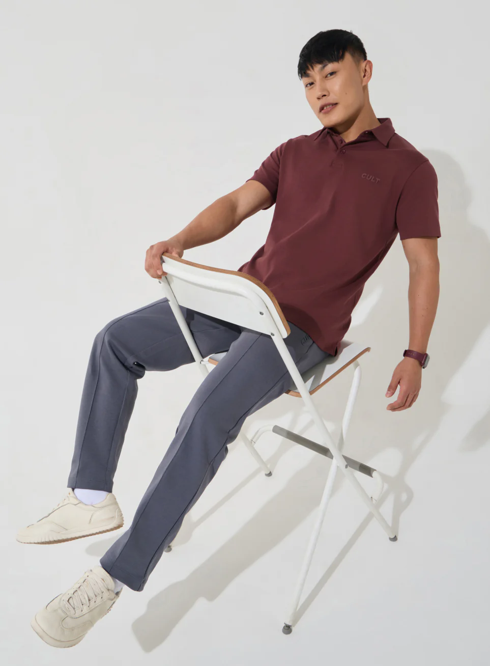 Men's Maroon Everyday Luxe Cotton Polo T-shirt - Image 3