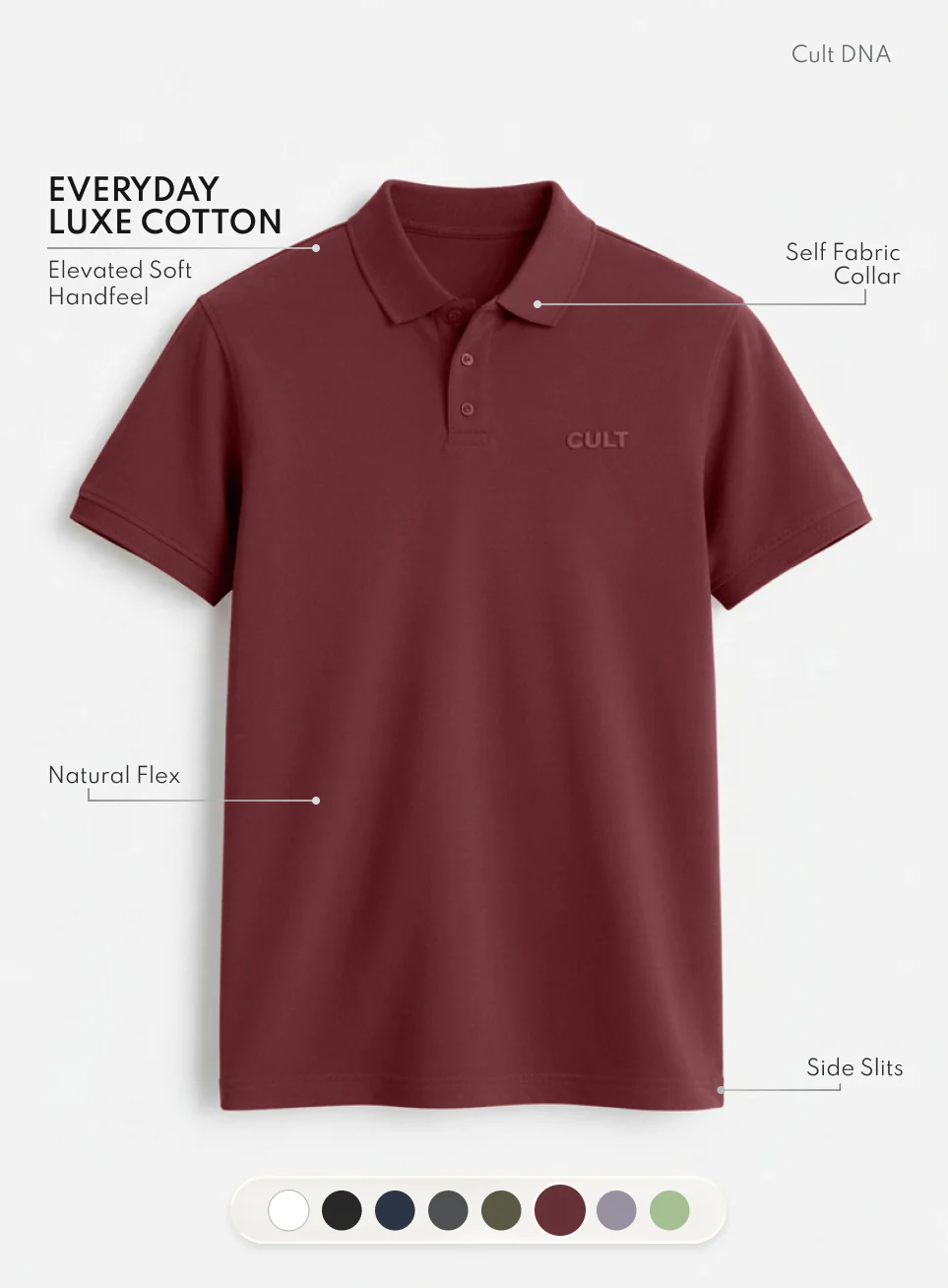 Men's Maroon Everyday Luxe Cotton Polo T-shirt - Image 4