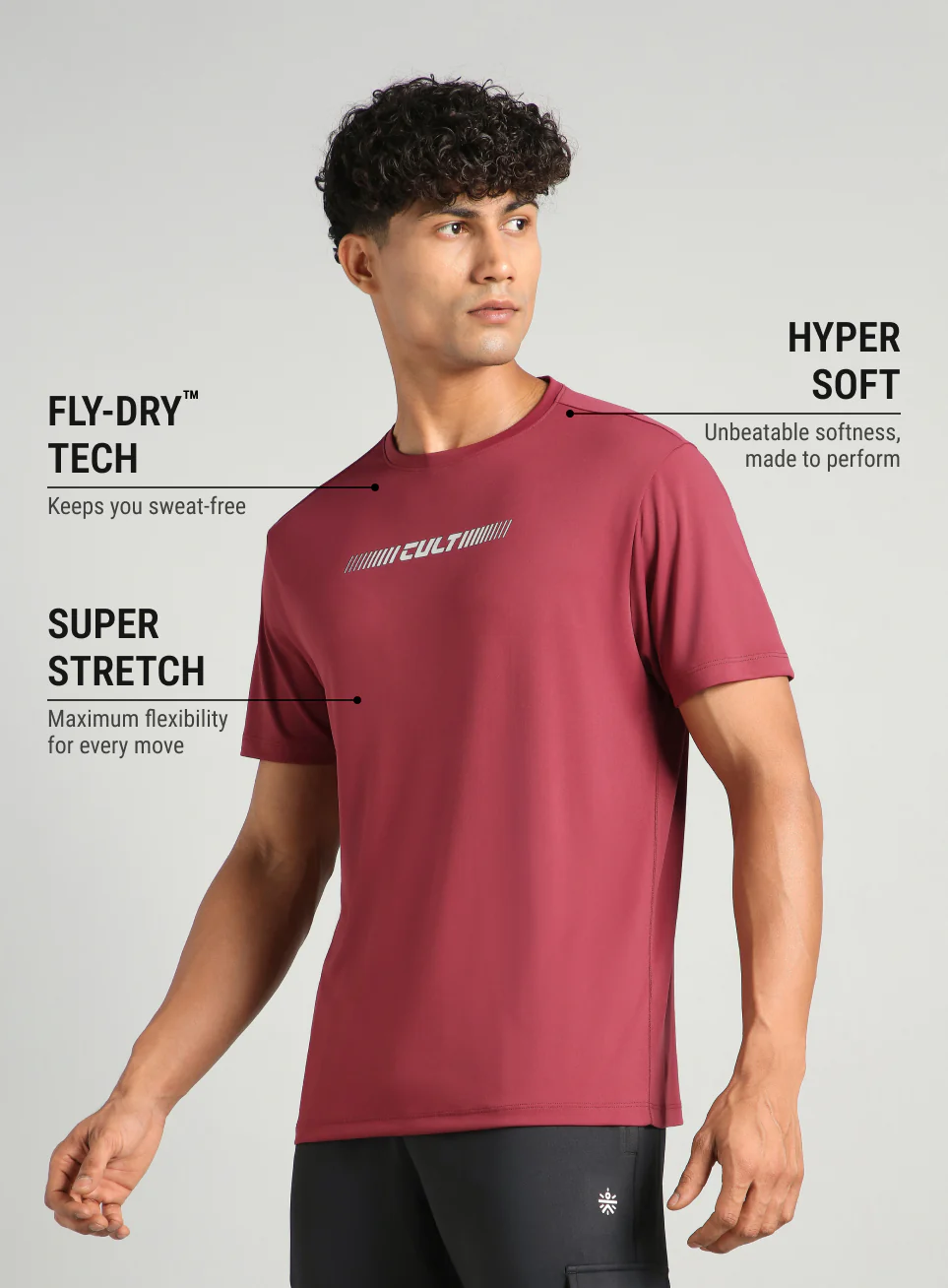 Men's Maroon Everyday Performance T-shirt - Image 5