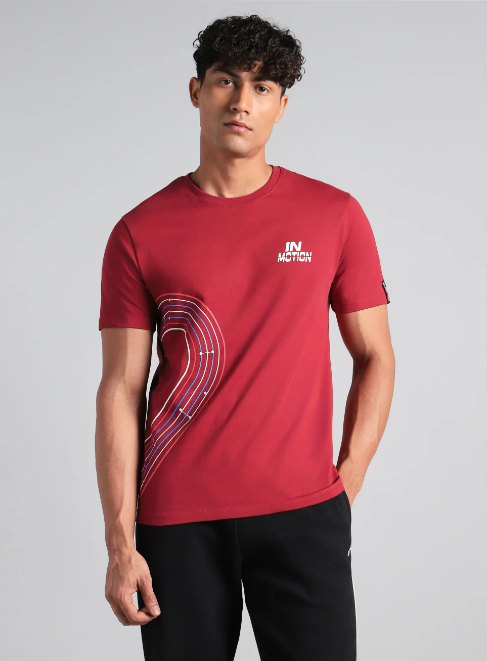 Men's Maroon In Motion Graphic T-shirt - Image 4