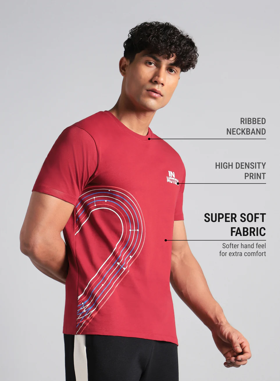 Men's Maroon In Motion Graphic T-shirt - Image 5