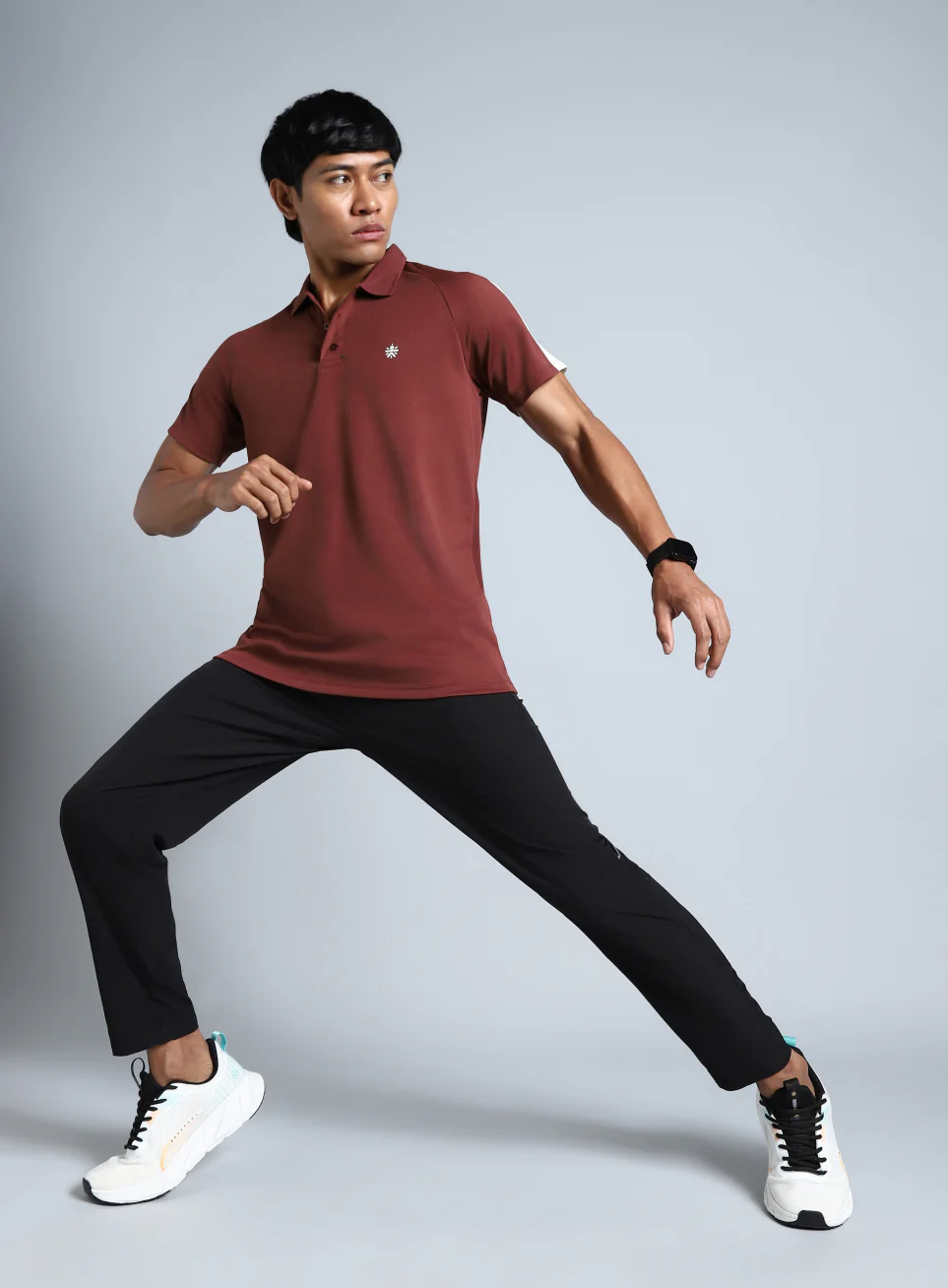 Men's Maroon Performance Essential Polo T-shirt - Image 2